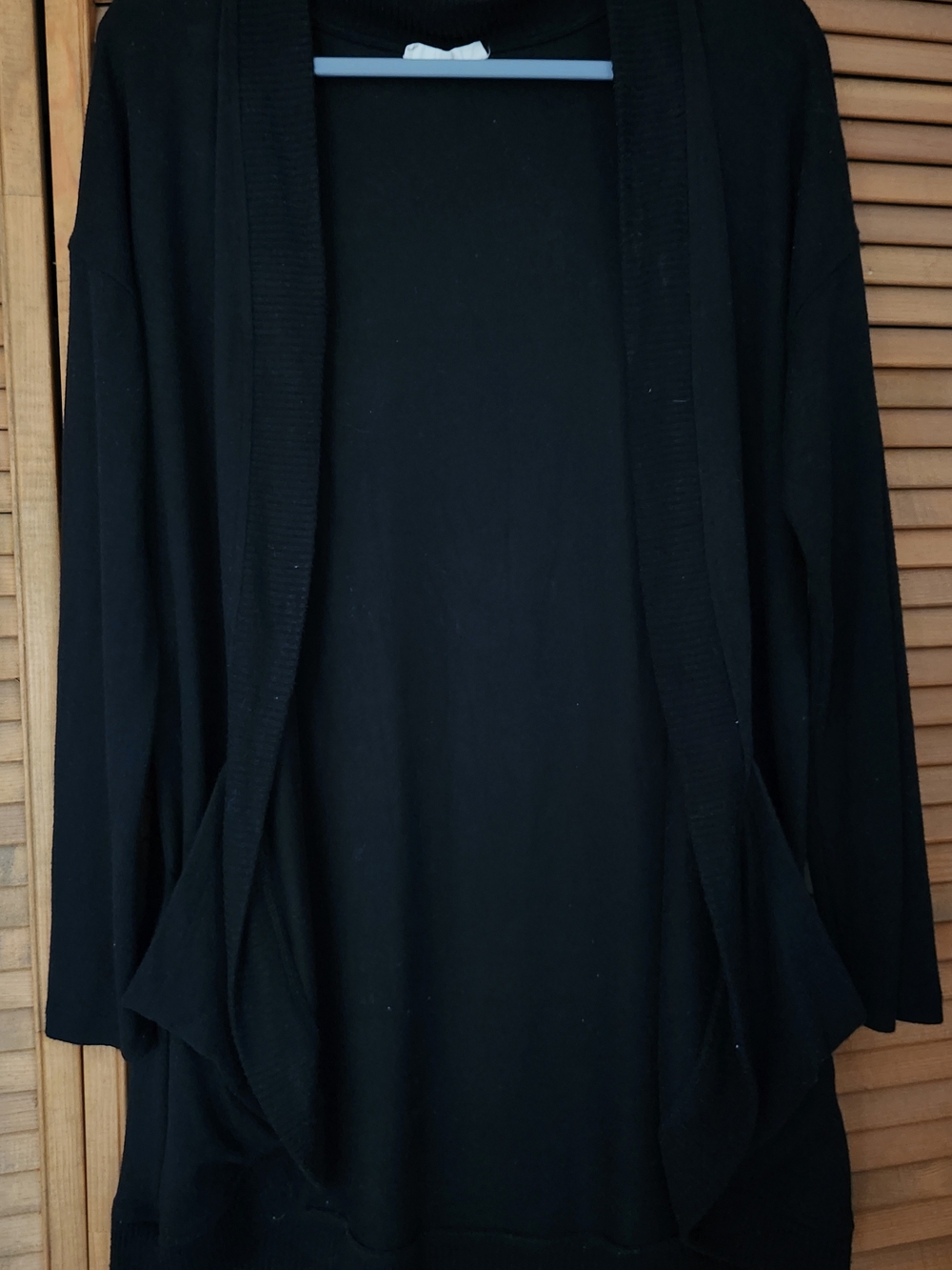 Women's Black Open-Front Draped Cardigan